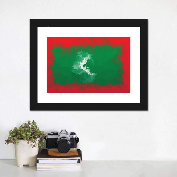 Grunge Maldives Flag Canvas Wall Art-1 Piece-Framed Print-20" x 16"-Tiaracle