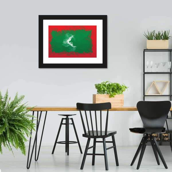 Grunge Maldives Flag Canvas Wall Art-3 Horizontal-Gallery Wrap-25" x 16"-Tiaracle