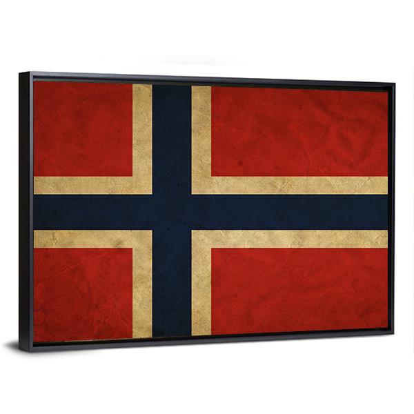 Grunge Norway Flag Canvas Wall Art-3 Horizontal-Gallery Wrap-25" x 16"-Tiaracle