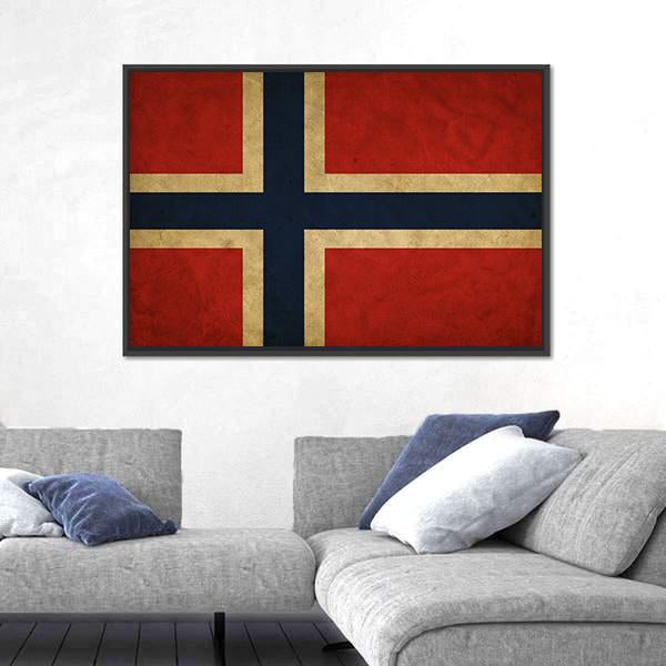 Grunge Norway Flag Canvas Wall Art-3 Horizontal-Gallery Wrap-25" x 16"-Tiaracle