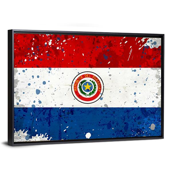 Grunge Paraguay Flag Canvas Wall Art-3 Horizontal-Gallery Wrap-25" x 16"-Tiaracle