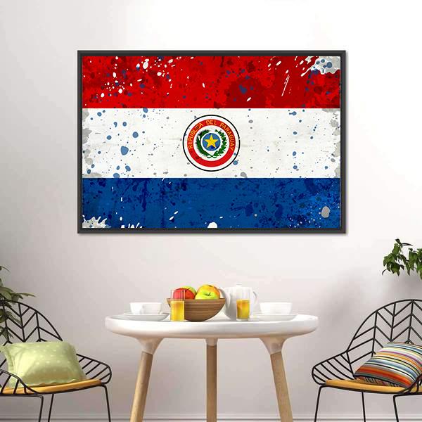 Grunge Paraguay Flag Canvas Wall Art-3 Horizontal-Gallery Wrap-25" x 16"-Tiaracle