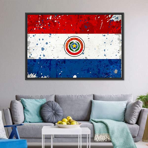 Grunge Paraguay Flag Canvas Wall Art-3 Horizontal-Gallery Wrap-25" x 16"-Tiaracle