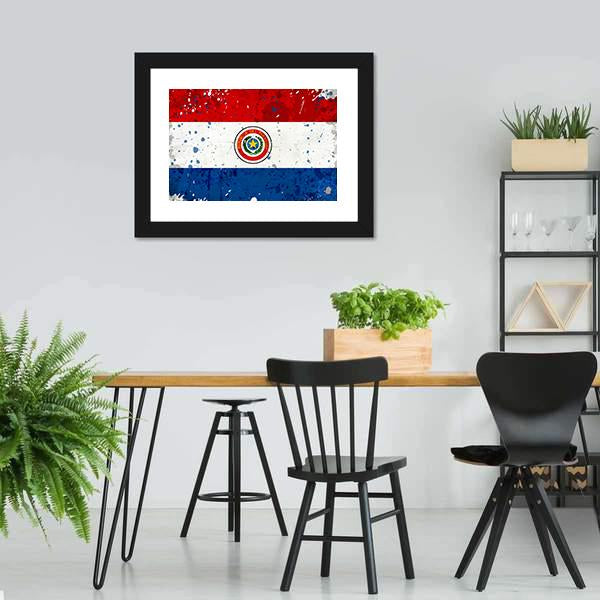 Grunge Paraguay Flag Canvas Wall Art-3 Horizontal-Gallery Wrap-25" x 16"-Tiaracle