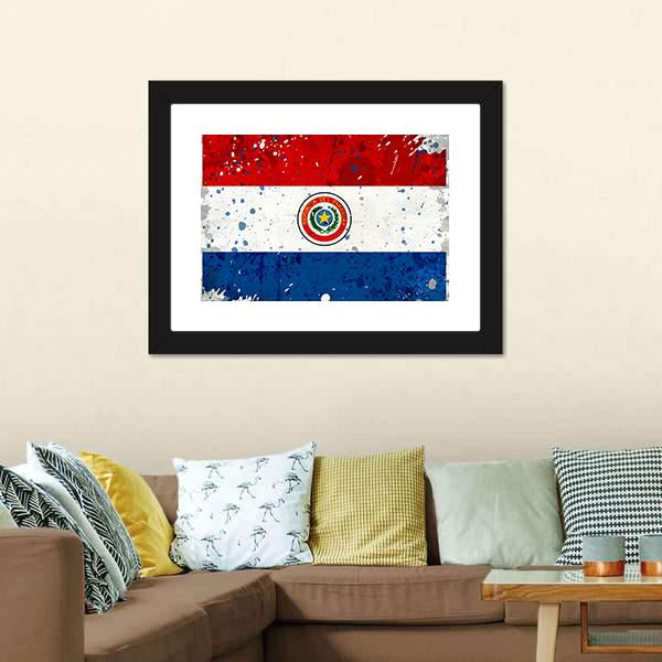 Grunge Paraguay Flag Canvas Wall Art-3 Horizontal-Gallery Wrap-25" x 16"-Tiaracle