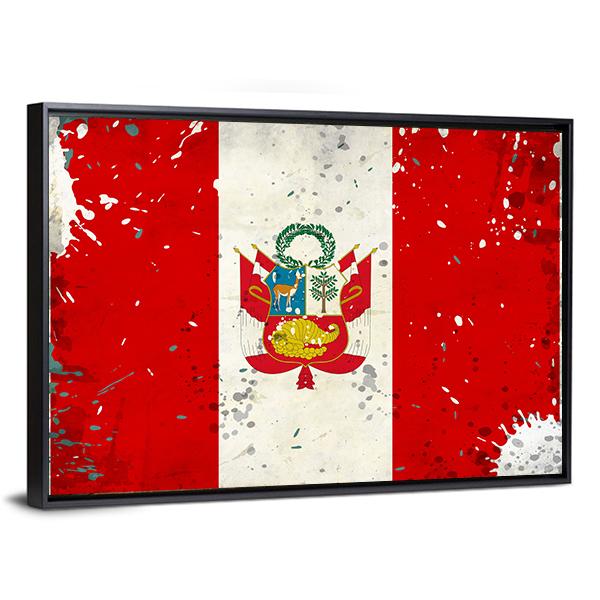Grunge Peru Flag Canvas Wall Art-3 Horizontal-Gallery Wrap-25" x 16"-Tiaracle