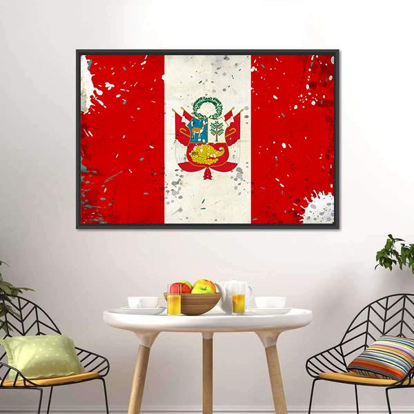 Grunge Peru Flag Canvas Wall Art-3 Horizontal-Gallery Wrap-25" x 16"-Tiaracle