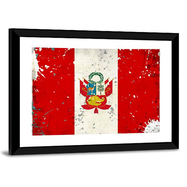 Grunge Peru Flag Canvas Wall Art-3 Horizontal-Gallery Wrap-25" x 16"-Tiaracle