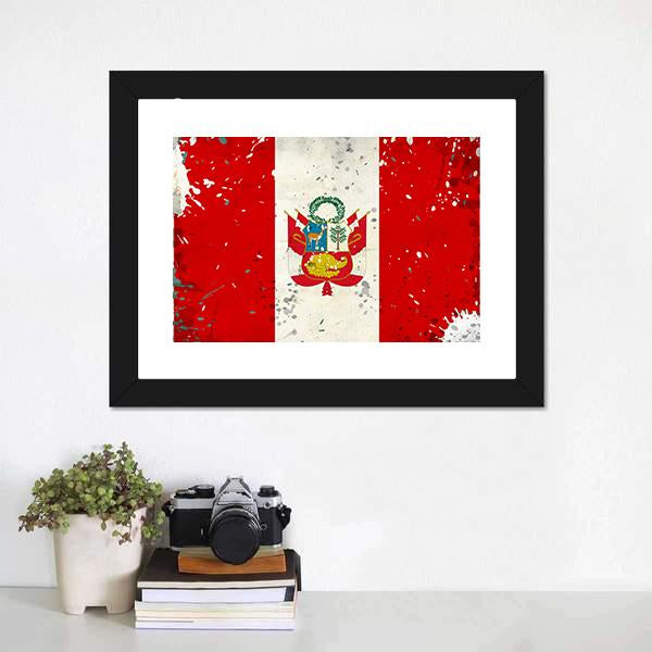 Grunge Peru Flag Canvas Wall Art-1 Piece-Framed Print-20" x 16"-Tiaracle