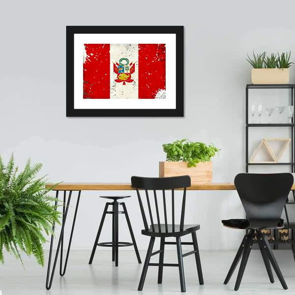 Grunge Peru Flag Canvas Wall Art-3 Horizontal-Gallery Wrap-25" x 16"-Tiaracle