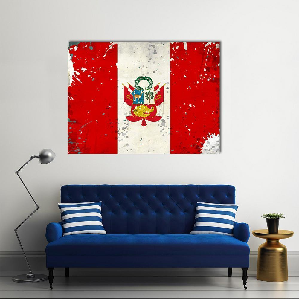 Grunge Peru Flag Canvas Wall Art-1 Piece-Gallery Wrap-48" x 32"-Tiaracle