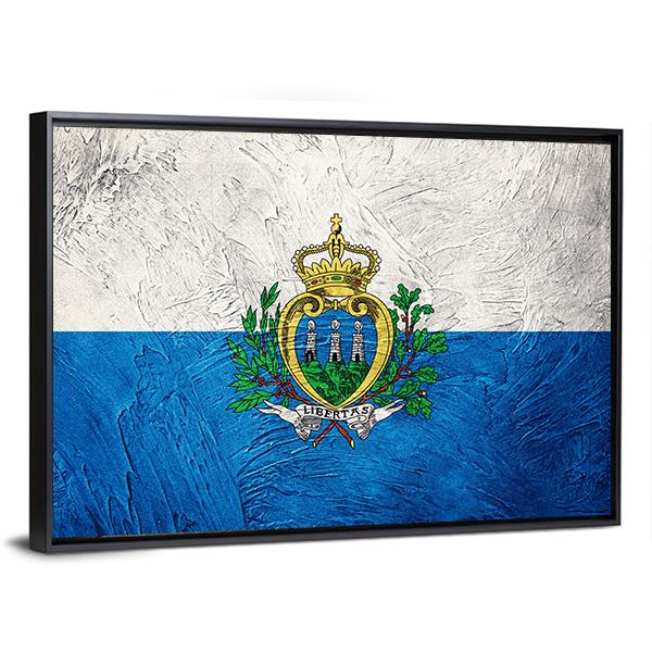 Grunge San Marino Flag Canvas Wall Art-3 Horizontal-Gallery Wrap-25" x 16"-Tiaracle