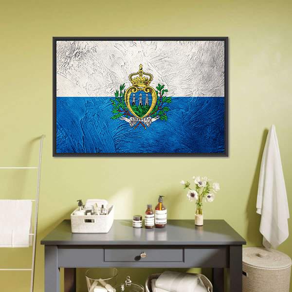 Grunge San Marino Flag Canvas Wall Art-1 Piece-Floating Frame-24" x 16"-Tiaracle