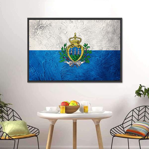 Grunge San Marino Flag Canvas Wall Art-3 Horizontal-Gallery Wrap-25" x 16"-Tiaracle