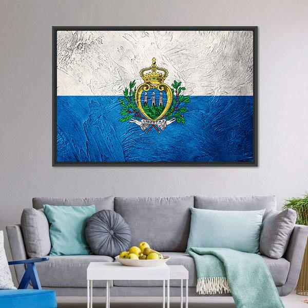 Grunge San Marino Flag Canvas Wall Art-3 Horizontal-Gallery Wrap-25" x 16"-Tiaracle