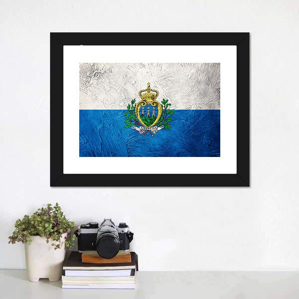 Grunge San Marino Flag Canvas Wall Art-1 Piece-Framed Print-20" x 16"-Tiaracle