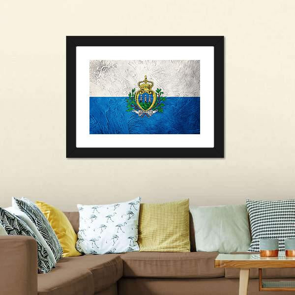 Grunge San Marino Flag Canvas Wall Art-3 Horizontal-Gallery Wrap-25" x 16"-Tiaracle