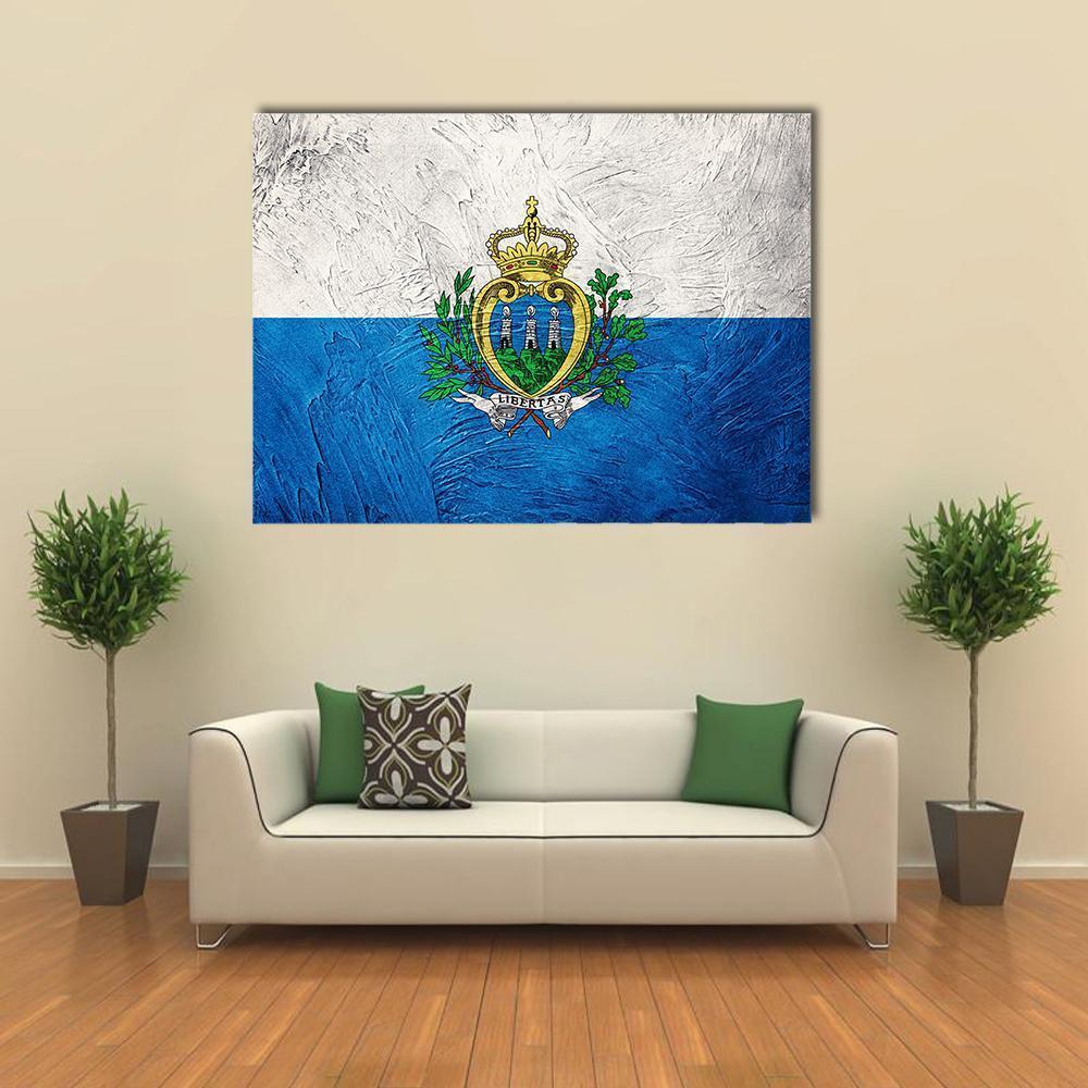Grunge San Marino Flag Canvas Wall Art-1 Piece-Gallery Wrap-48" x 32"-Tiaracle
