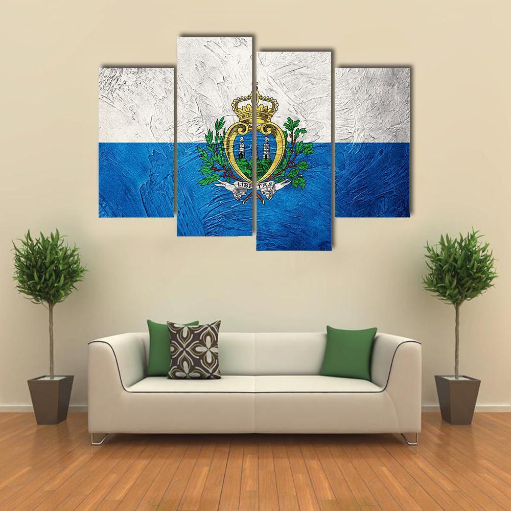 Grunge San Marino Flag Canvas Wall Art-4 Pop-Gallery Wrap-50" x 32"-Tiaracle