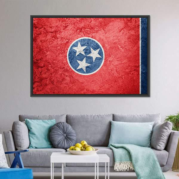 Grunge Tennessee Flag Canvas Wall Art-3 Horizontal-Gallery Wrap-25" x 16"-Tiaracle