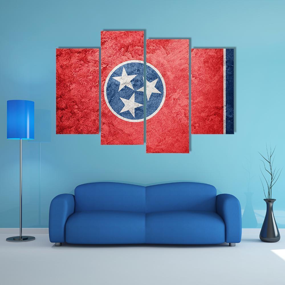 Grunge Tennessee Flag Canvas Wall Art-4 Pop-Gallery Wrap-50" x 32"-Tiaracle