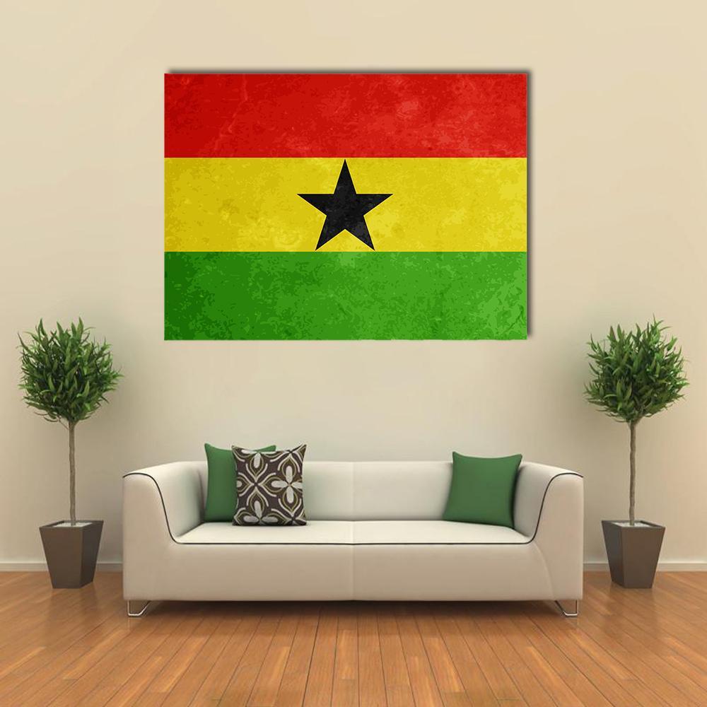 Grunge Textured Flag Of Ghana Canvas Wall Art-1 Piece-Gallery Wrap-48" x 32"-Tiaracle