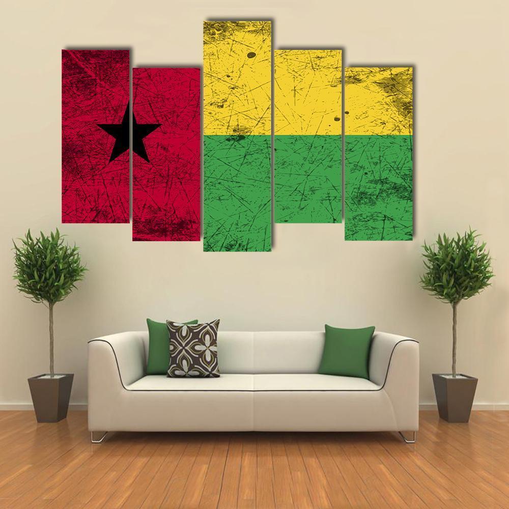 Guinea-Bissau Flag Canvas Wall Art-5 Pop-Gallery Wrap-47" x 32"-Tiaracle