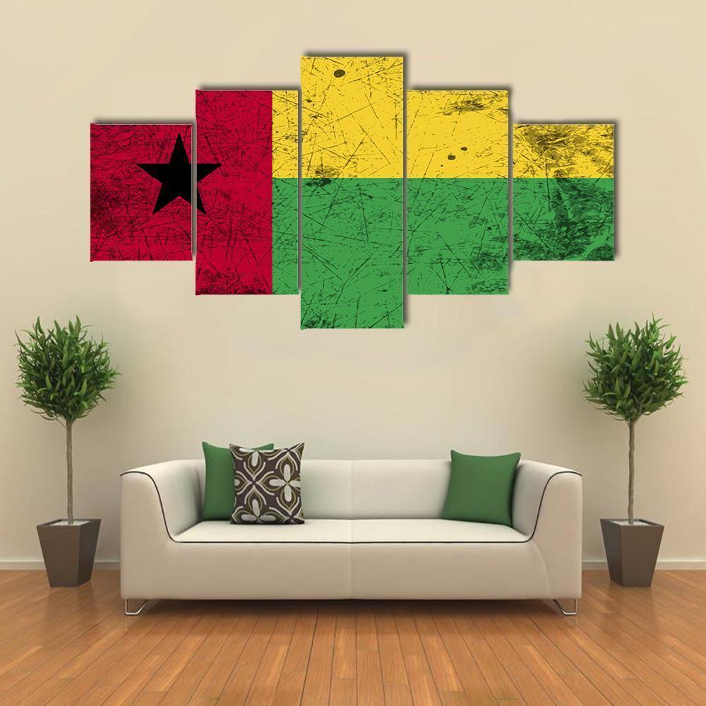 Guinea-Bissau Flag Canvas Wall Art-5 Star-Gallery Wrap-62" x 32"-Tiaracle