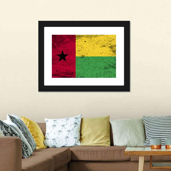 Guinea-Bissau Flag Canvas Wall Art-3 Horizontal-Gallery Wrap-25" x 16"-Tiaracle