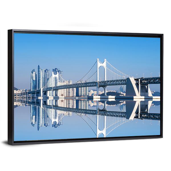 Gwangan Bridge Canvas Wall Art-3 Horizontal-Gallery Wrap-25" x 16"-Tiaracle