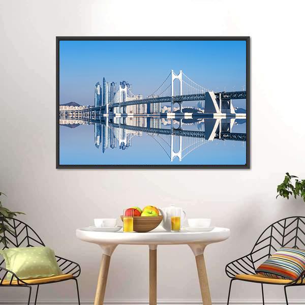 Gwangan Bridge Canvas Wall Art-3 Horizontal-Gallery Wrap-25" x 16"-Tiaracle