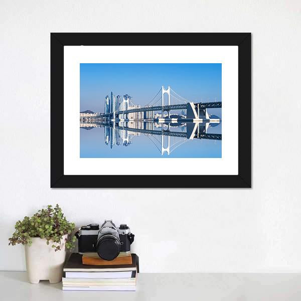 Gwangan Bridge Canvas Wall Art-1 Piece-Framed Print-20" x 16"-Tiaracle