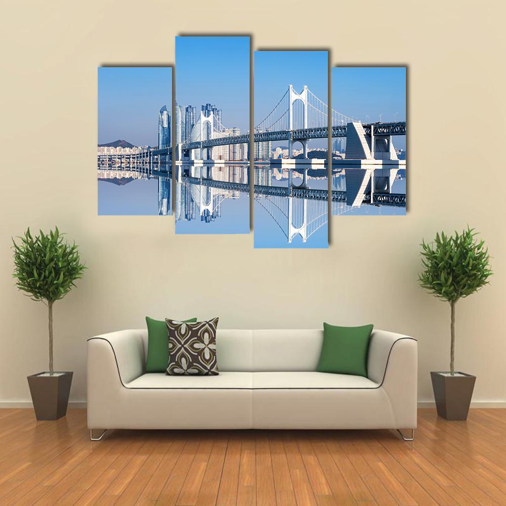 Gwangan Bridge Canvas Wall Art-4 Pop-Gallery Wrap-50" x 32"-Tiaracle