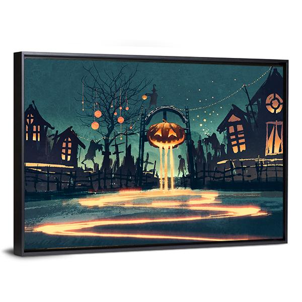 Halloween Night Canvas Wall Art-3 Horizontal-Gallery Wrap-25" x 16"-Tiaracle