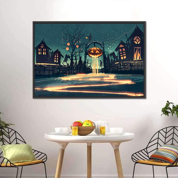 Halloween Night Canvas Wall Art-3 Horizontal-Gallery Wrap-25" x 16"-Tiaracle