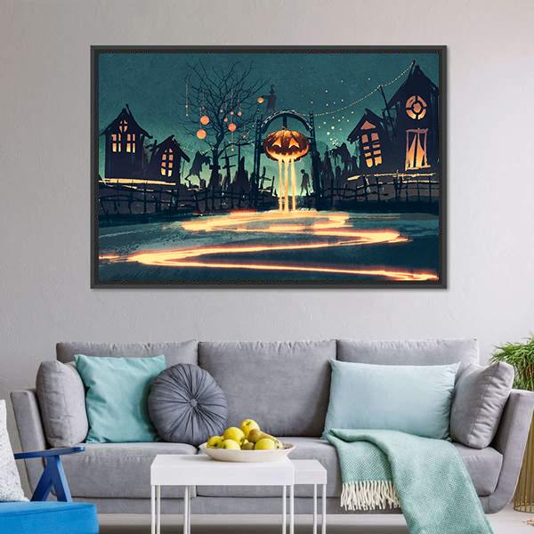 Halloween Night Canvas Wall Art-3 Horizontal-Gallery Wrap-25" x 16"-Tiaracle