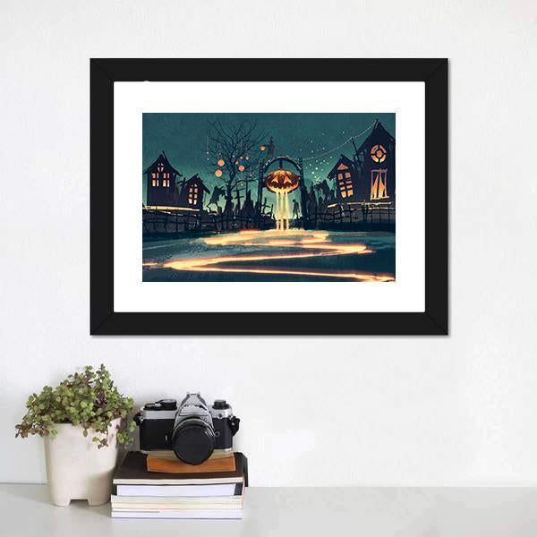 Halloween Night Canvas Wall Art-1 Piece-Framed Print-20" x 16"-Tiaracle