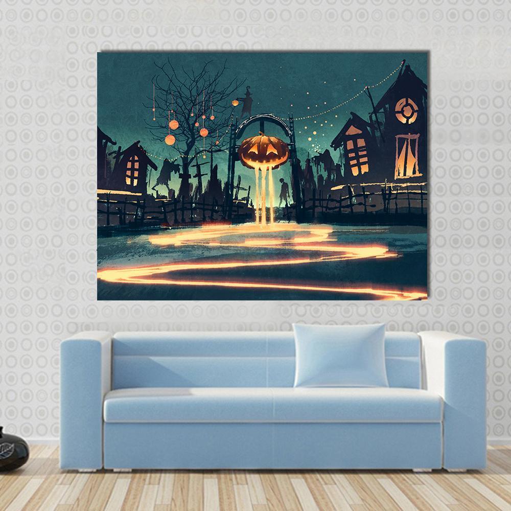 Halloween Night Canvas Wall Art-1 Piece-Gallery Wrap-48" x 32"-Tiaracle