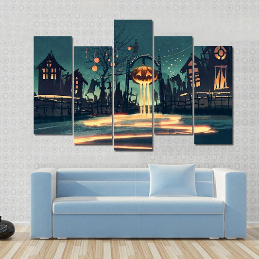 Halloween Night Canvas Wall Art-5 Pop-Gallery Wrap-47" x 32"-Tiaracle