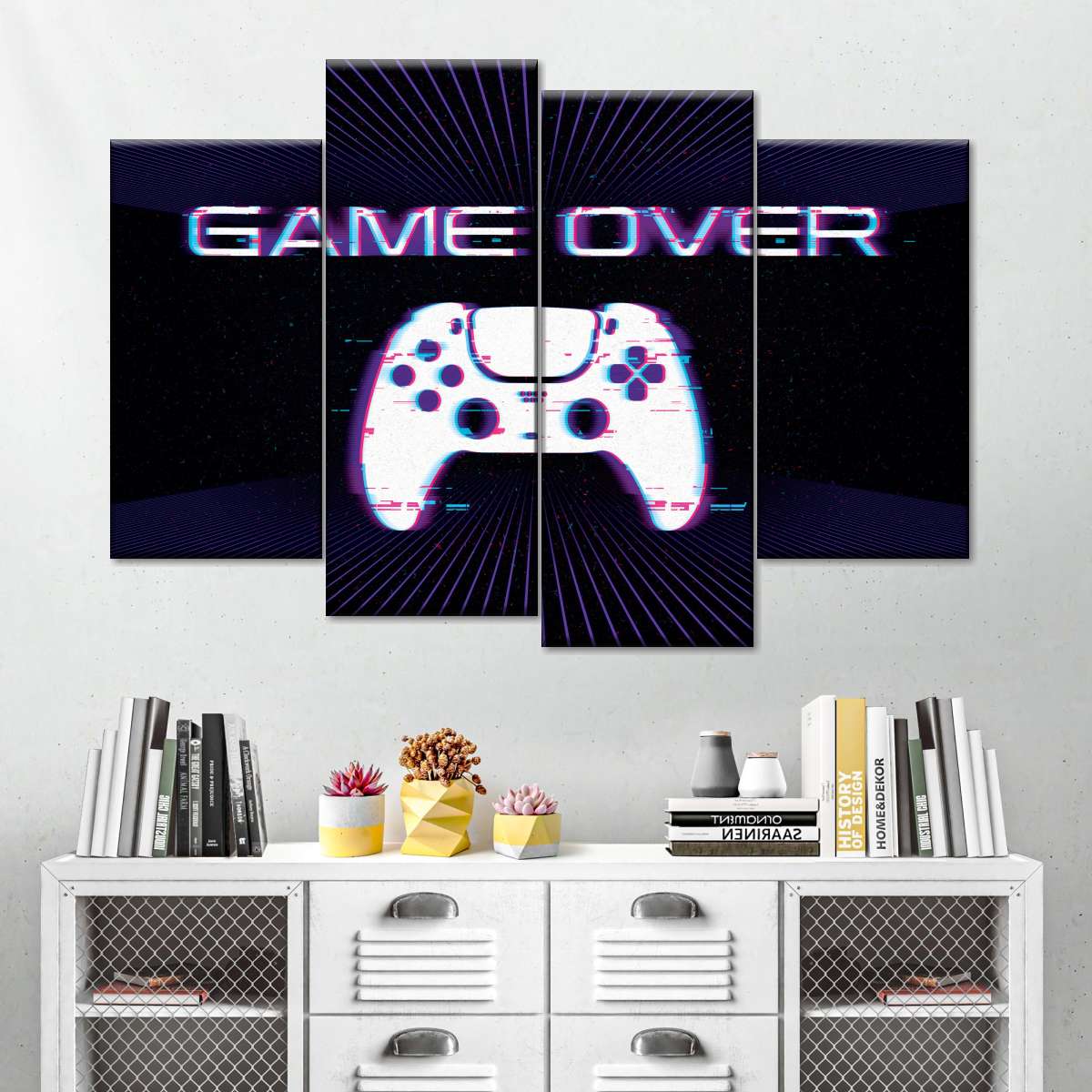 Game Over Controller -Glitch -Wandkunst