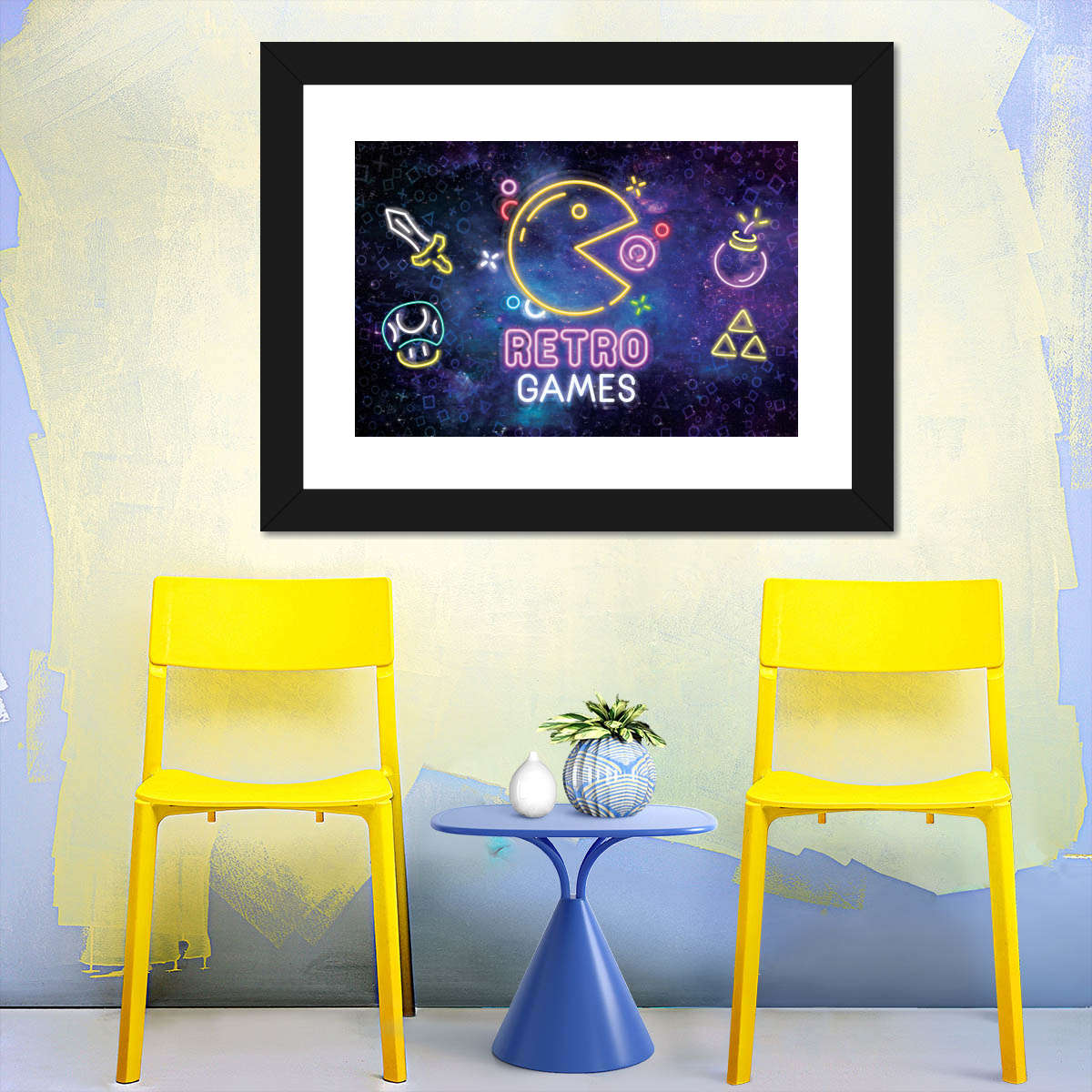 Neon -Retro -Spiele Wandkunst