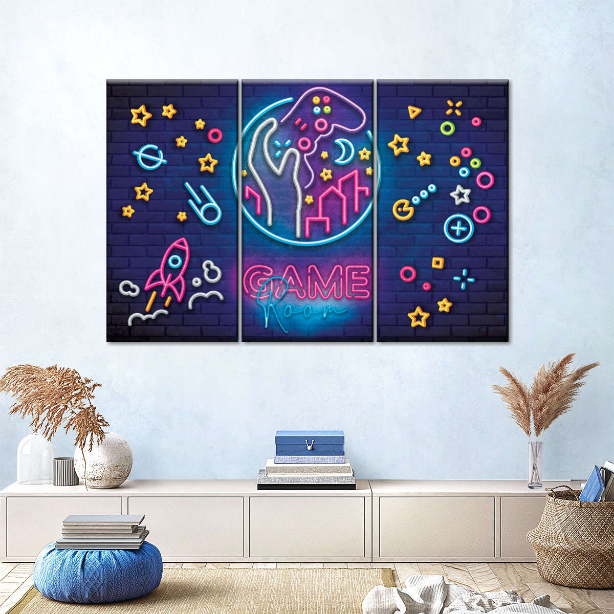 Spielzimmer Neonsymbole Wandkunst