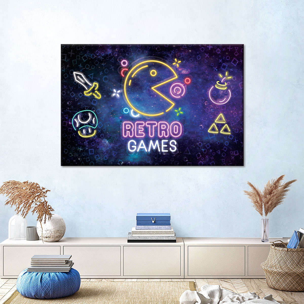 Neon -Retro -Spiele Wandkunst