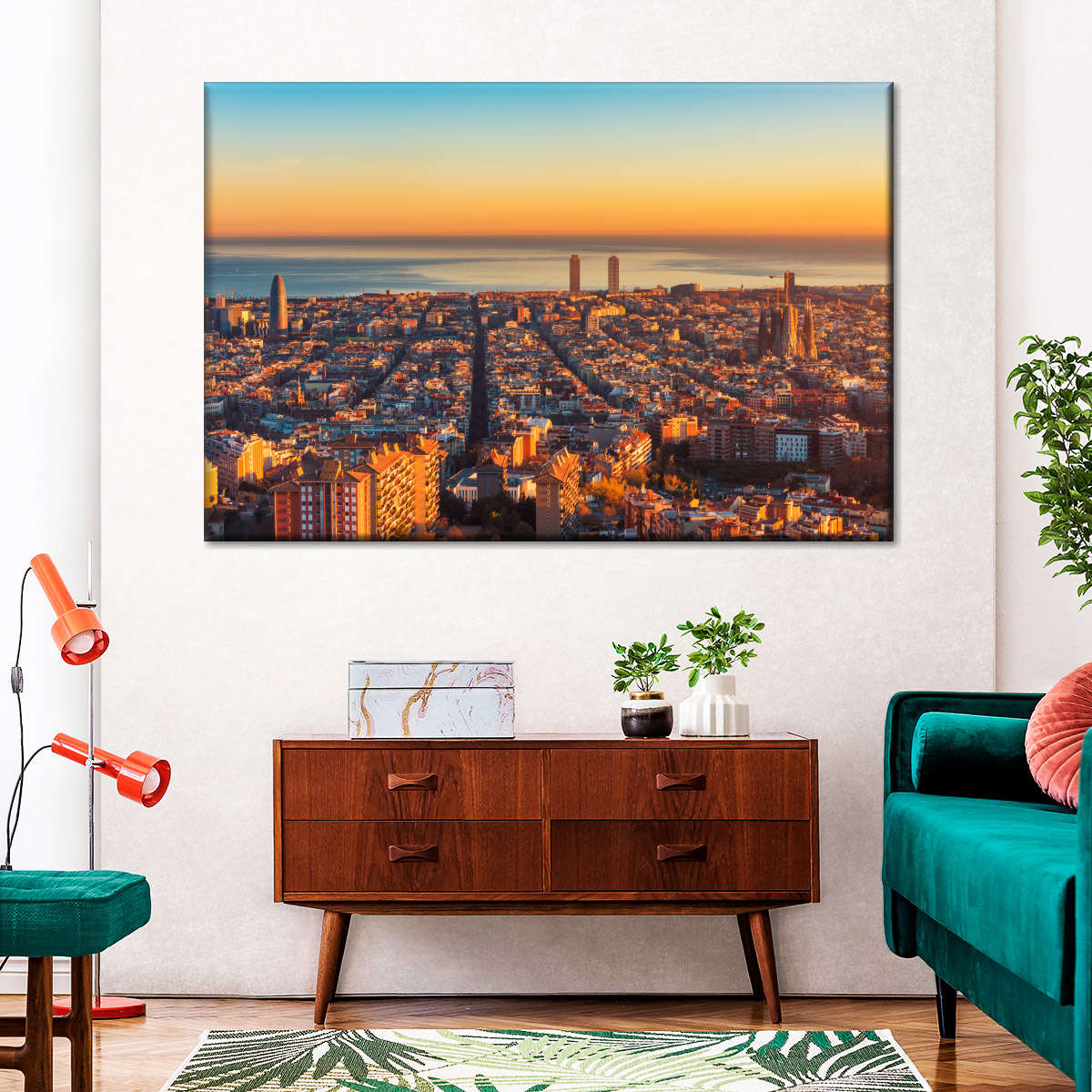 Barcelona Sunset Horizon Wandkunst