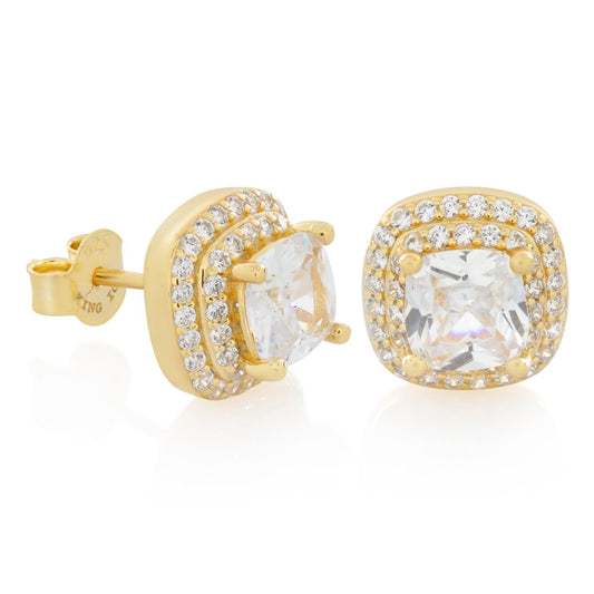 Halo Cushion-Cut Stud Earrings