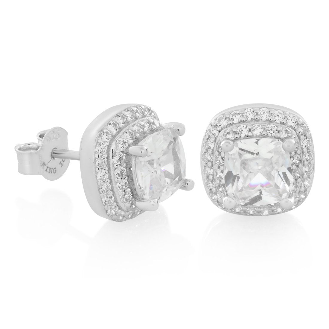 Halo Cushion-Cut Stud Earrings