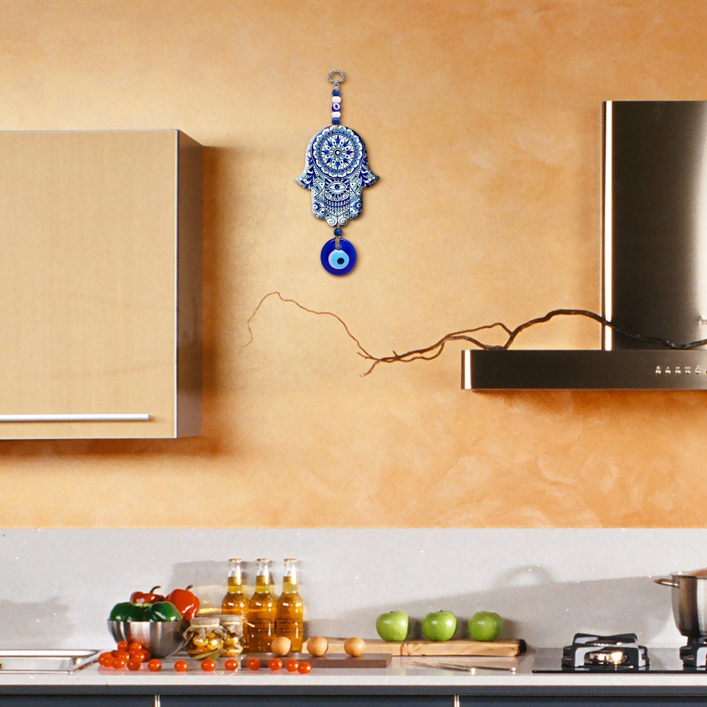 Lovely Hues of Blue Hamsa Hand Wall Art for Home or Office