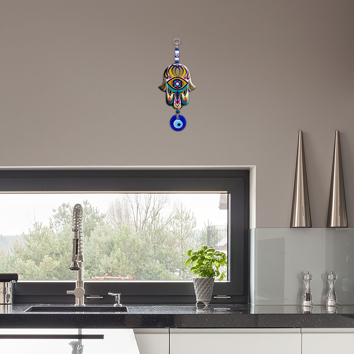 خلاصہ لکڑی کا ہمسا ہاتھ کی دیوار آپ کے گھر کے لئے لٹکا ہوا ہے