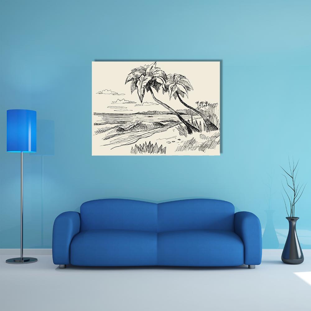 Hand Drawn Picture Canvas Wall Art-1 Piece-Gallery Wrap-48" x 32"-Tiaracle