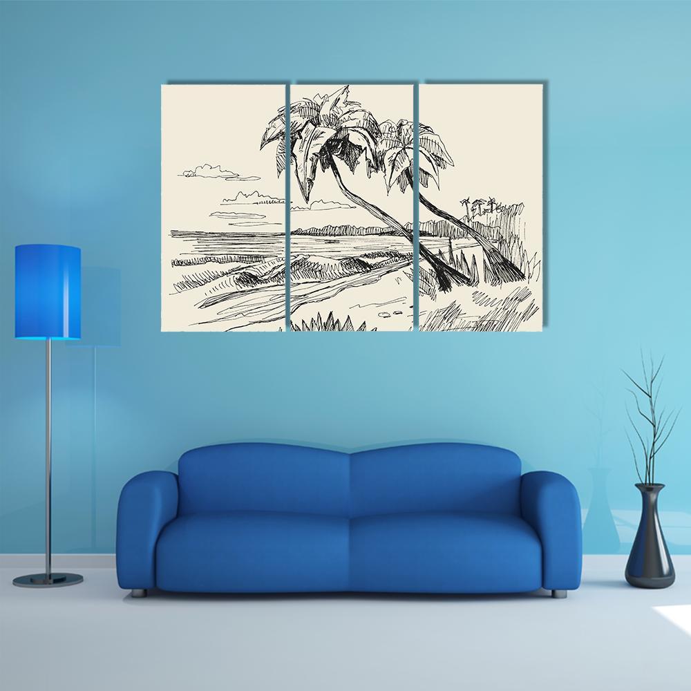 Hand Drawn Picture Canvas Wall Art-3 Horizontal-Gallery Wrap-37" x 24"-Tiaracle